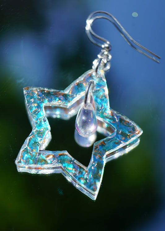 Iridescent Star Drop Earrings