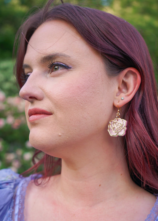 Stained Glass Rose Earrings