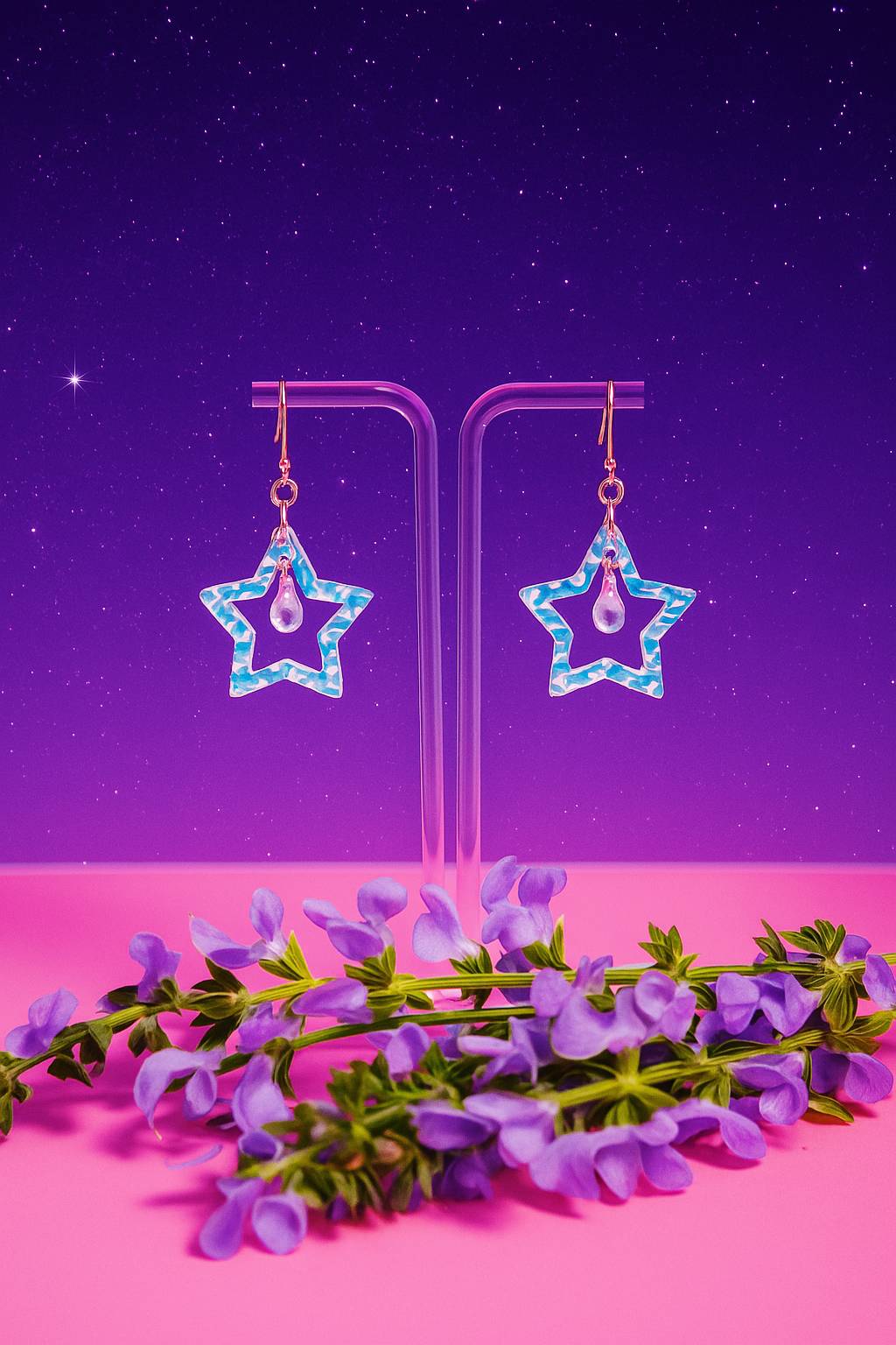 Iridescent Star Drop Earrings