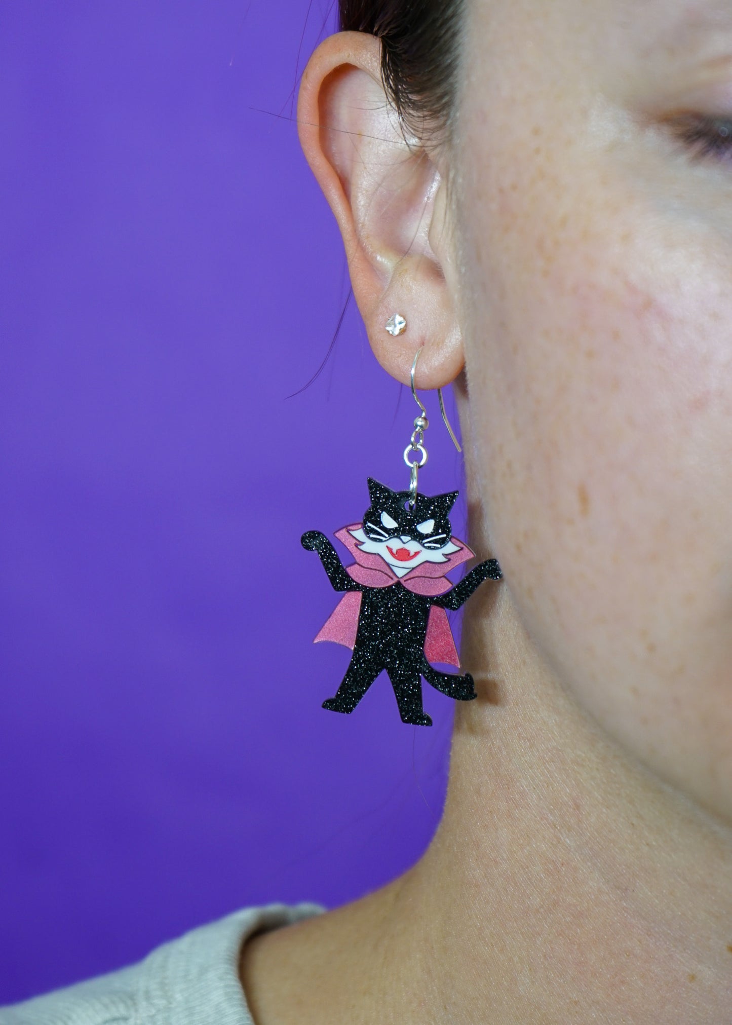 Inky the Vampire Cat Earrings