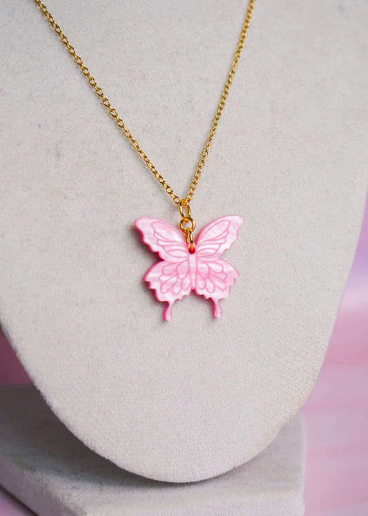 Wicked Pink Butterfly Necklace