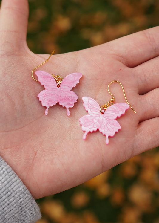 Pink Butterfly Earrings