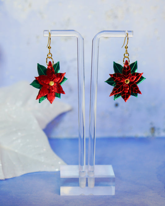 Poinsettia Christmas Earrings