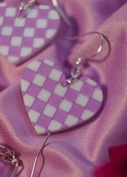 Checkered Heart Earrings