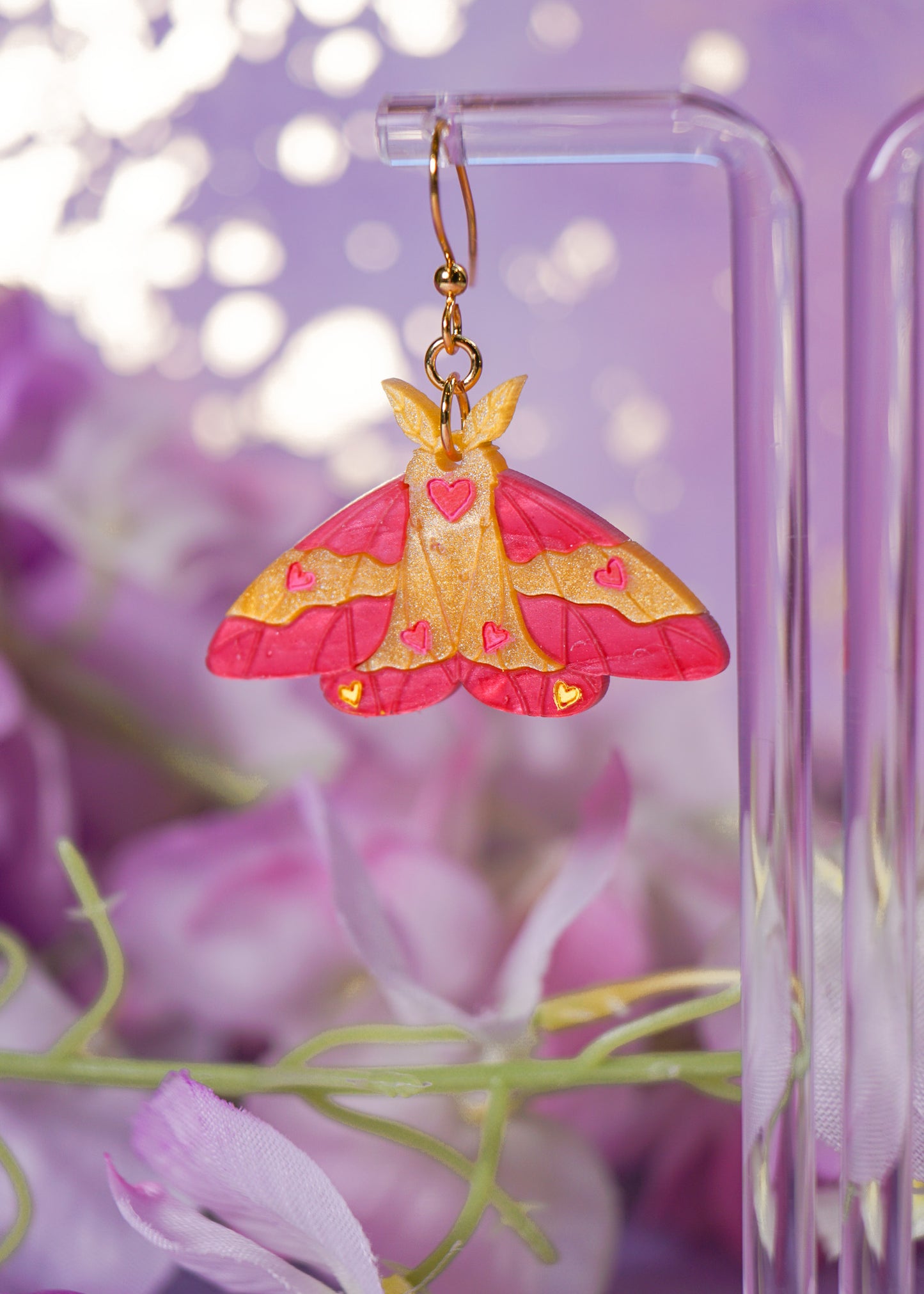 Rosy Maple Moth Earrings