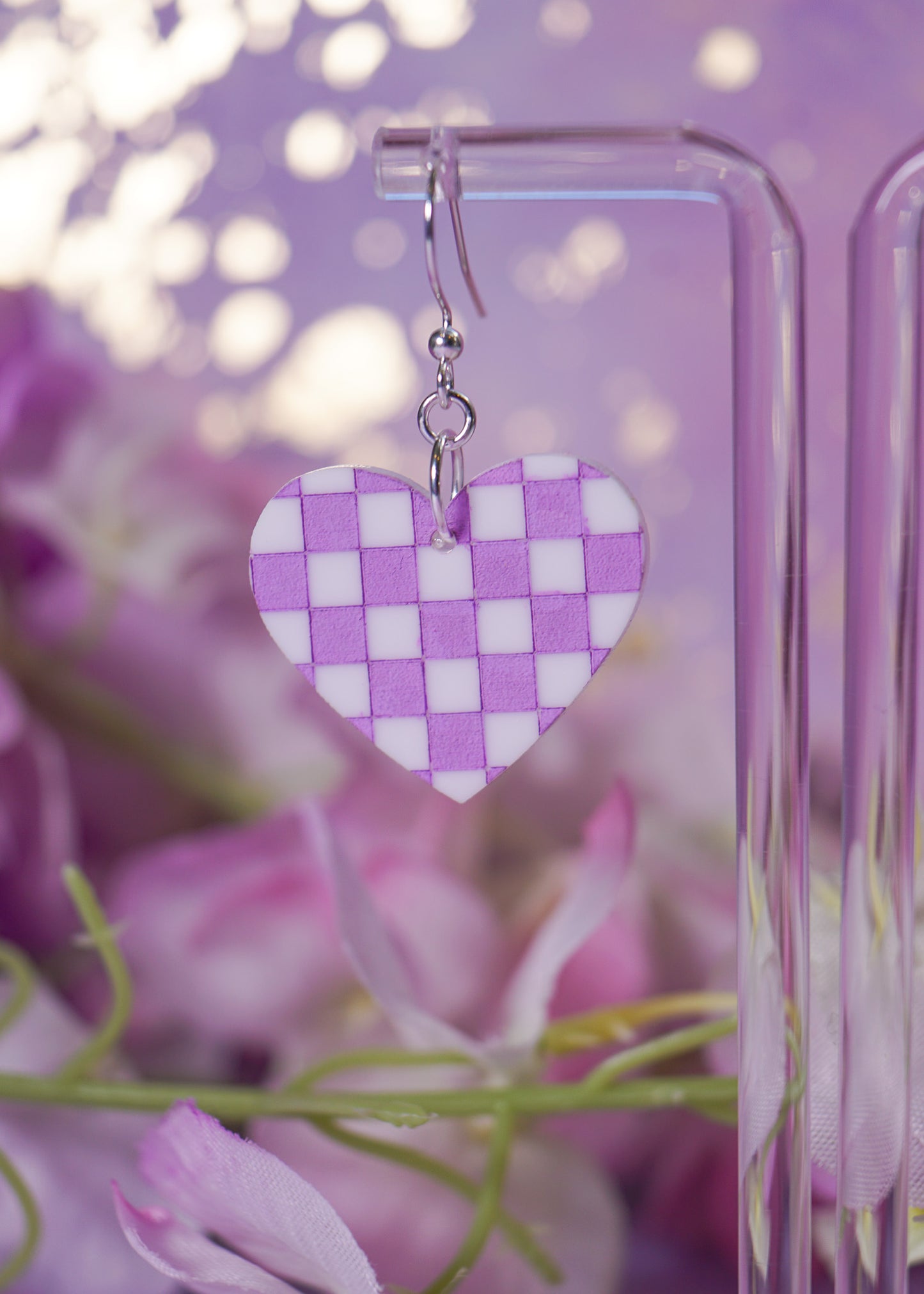 Checkered Heart Earrings