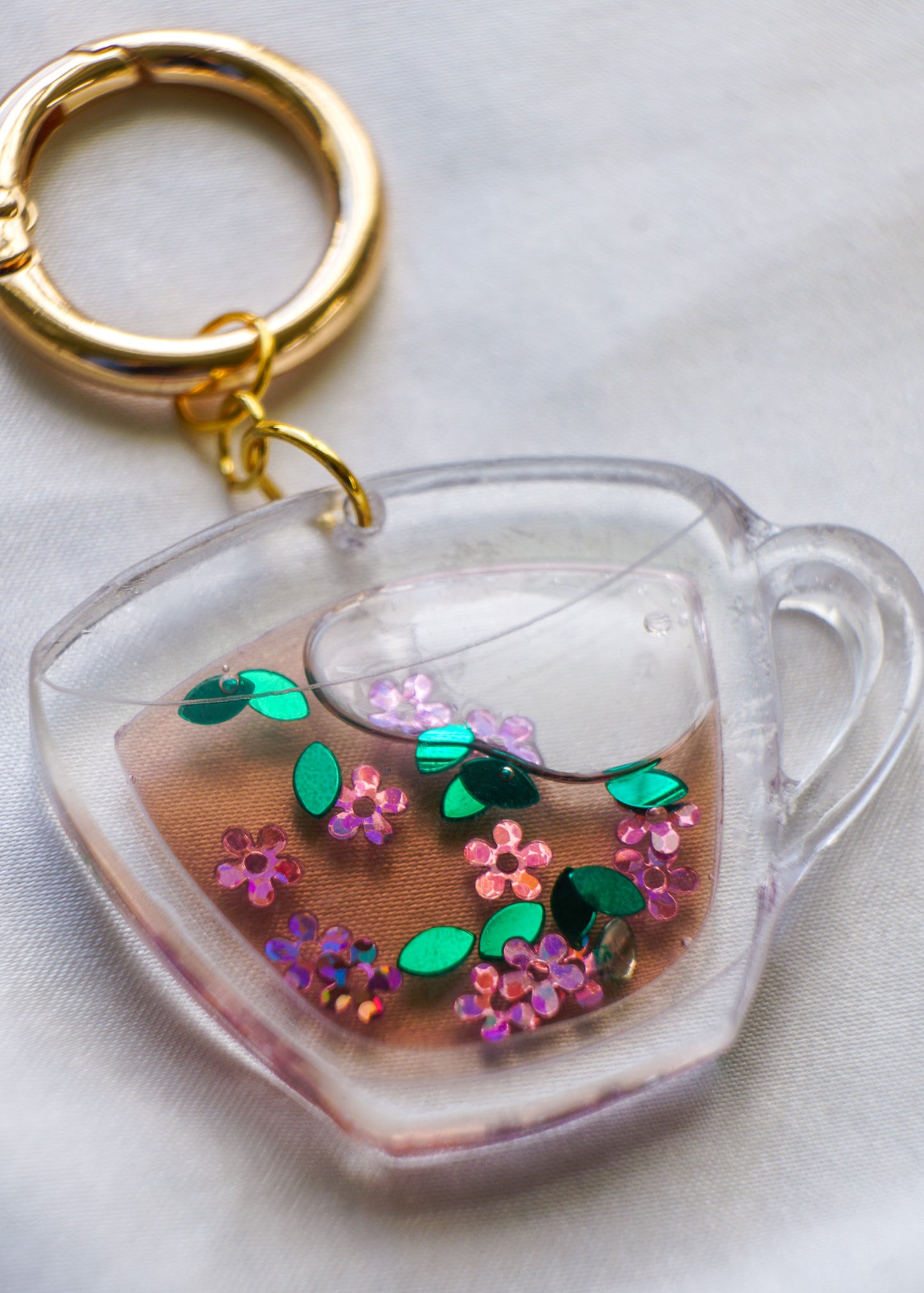 Liquid Filled Tea Cup- Keychain or Bag Charm