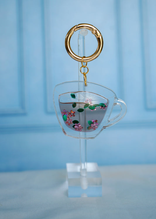 Liquid Filled Tea Cup- Keychain or Bag Charm