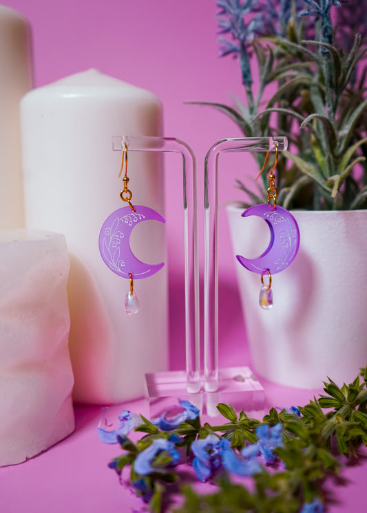 Floral Moon Earrings