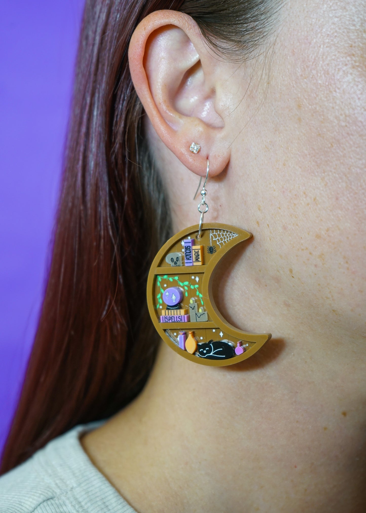 Moon Bookshelf Earrings