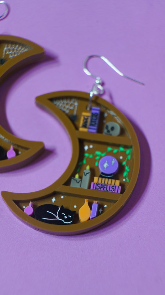 Moon Bookshelf Earrings