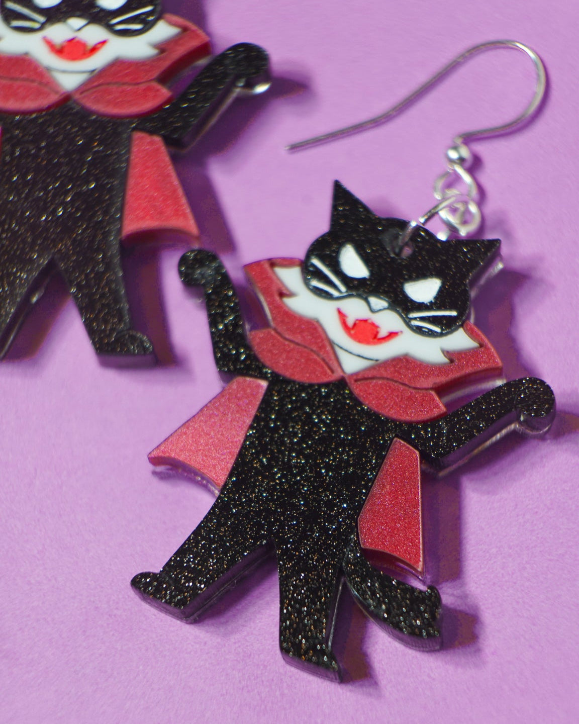 Inky the Vampire Cat Earrings