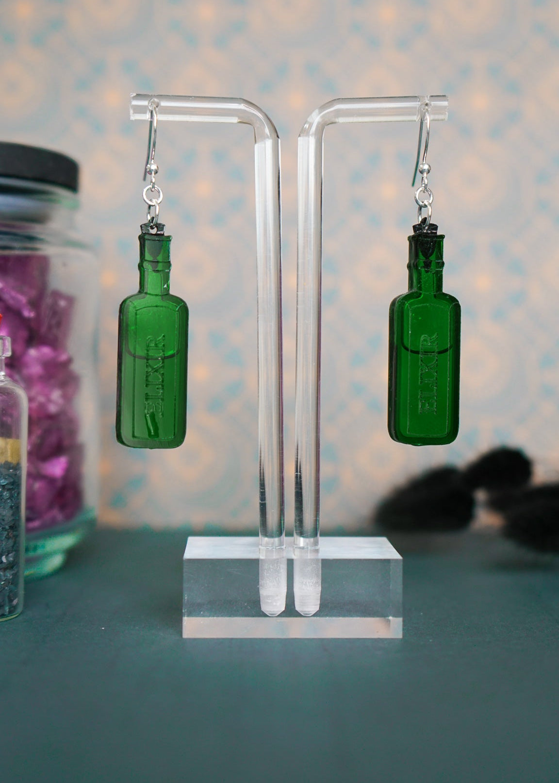 Wicked Green Elixir Liquid Filled Earrings