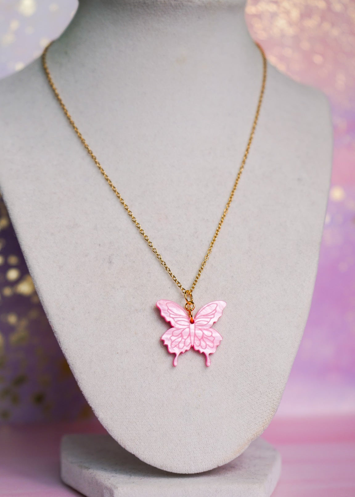 Wicked Pink Butterfly Necklace