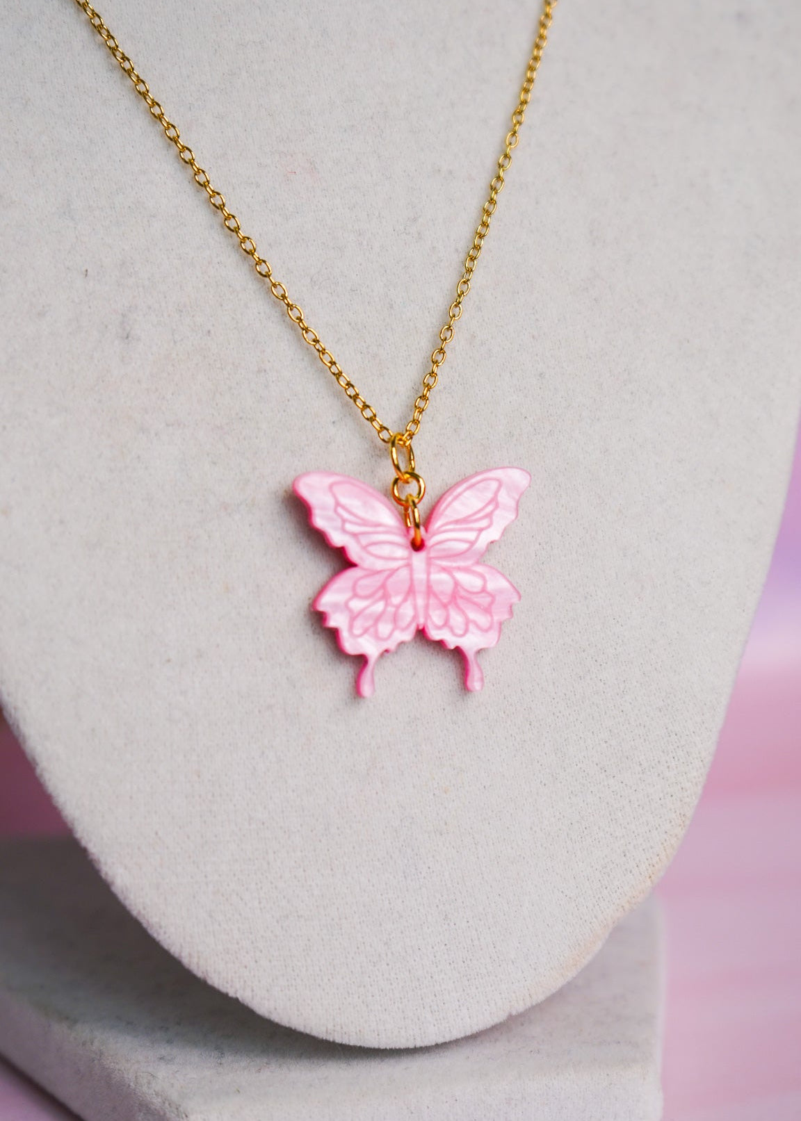 Wicked Pink Butterfly Necklace