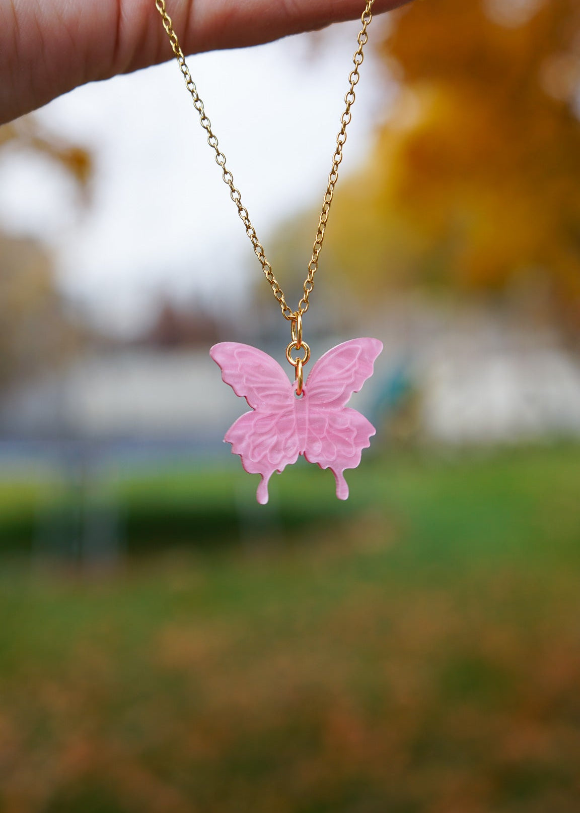 Wicked Pink Butterfly Necklace