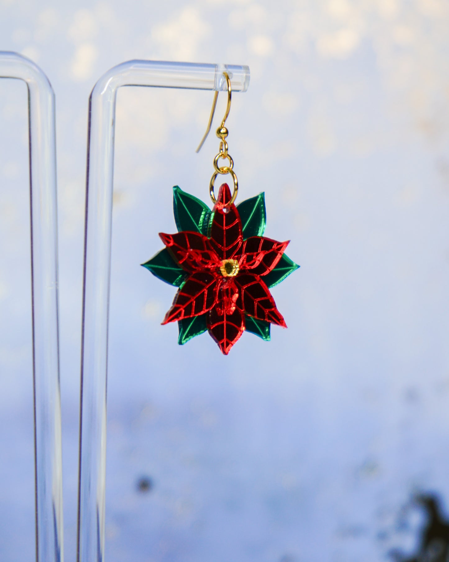 Poinsettia Christmas Earrings