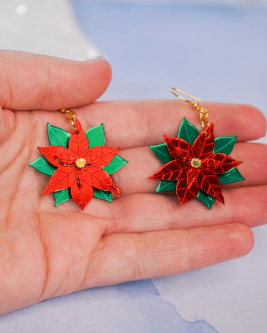 Poinsettia Christmas Earrings