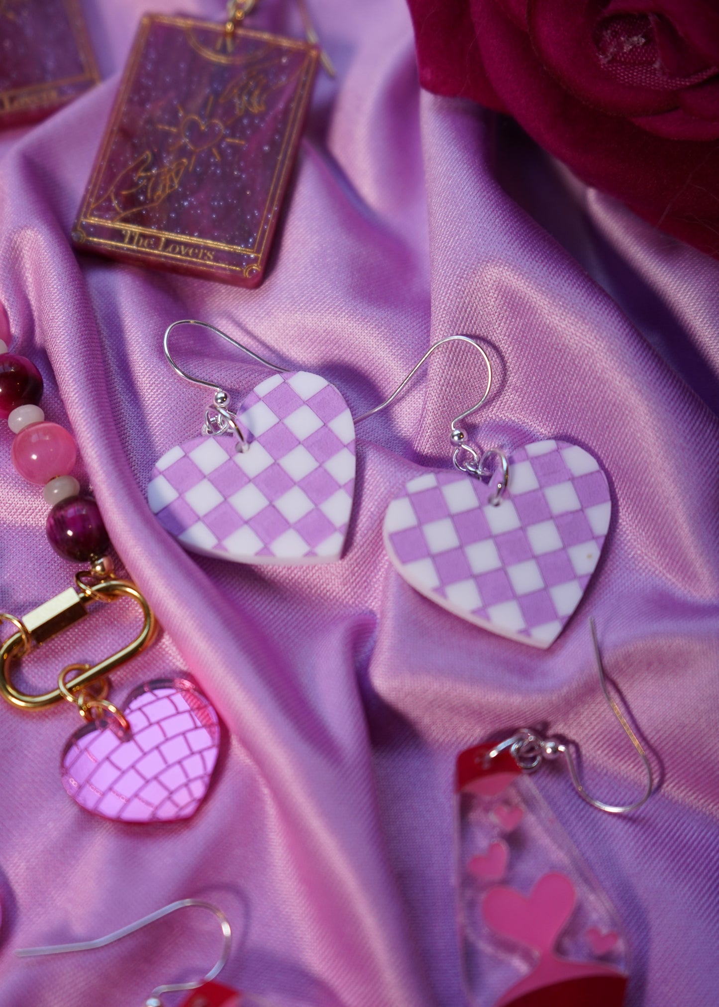 Checkered Heart Earrings