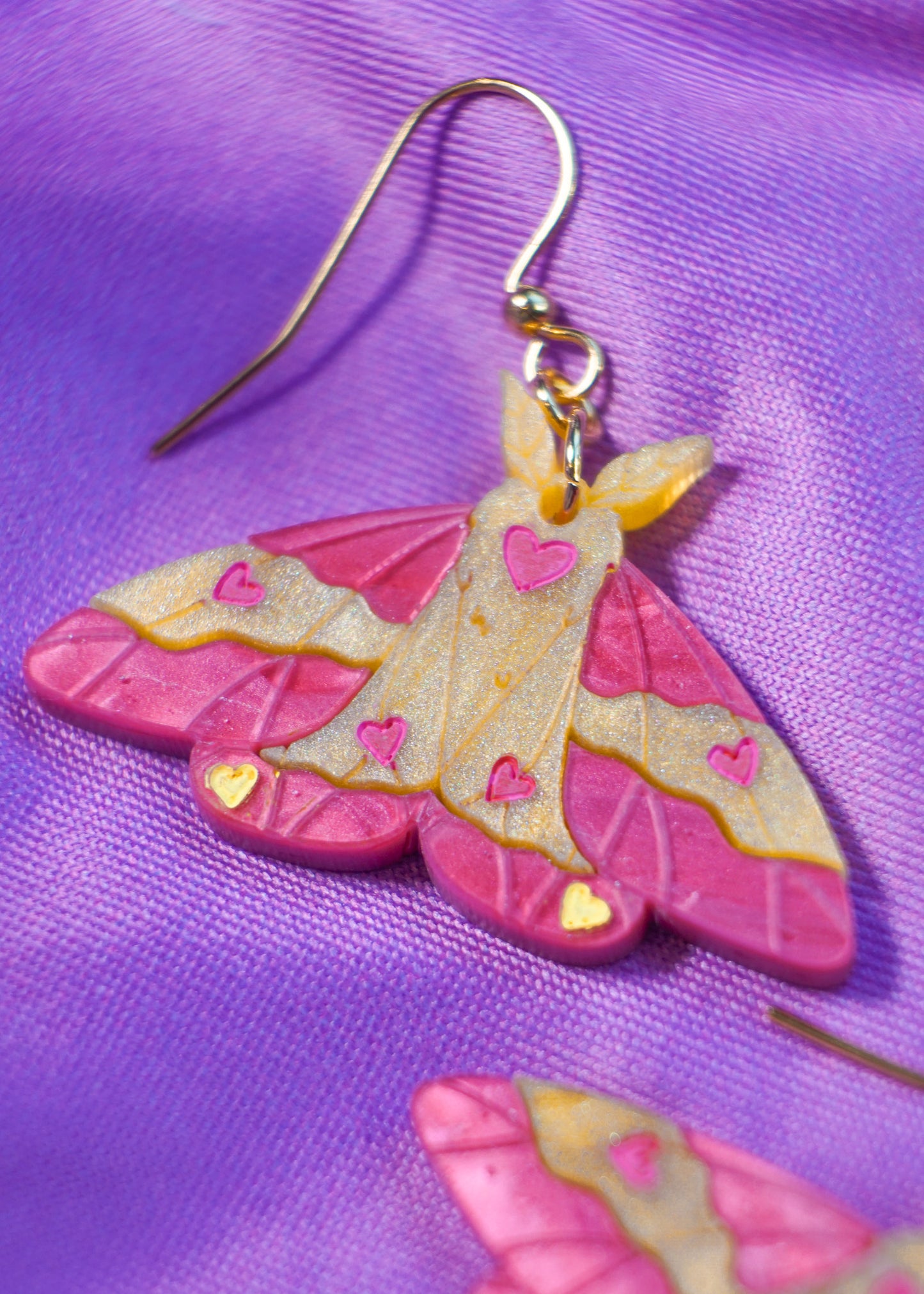 Rosy Maple Moth Earrings