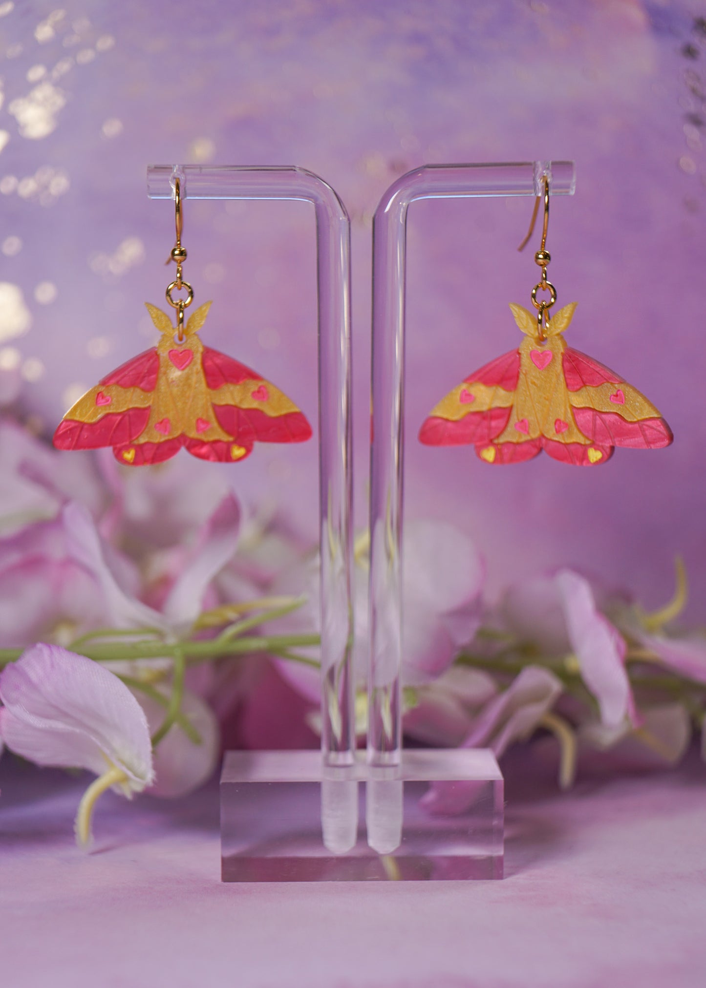 Rosy Maple Moth Earrings