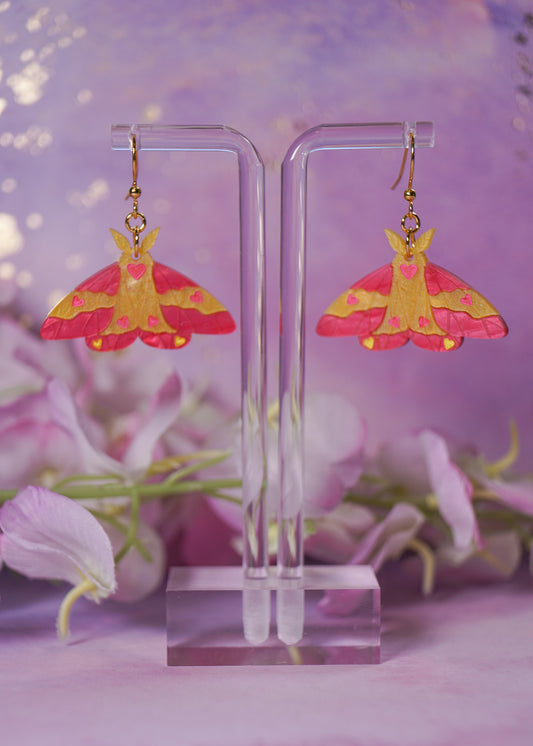 Rosy Maple Moth Earrings