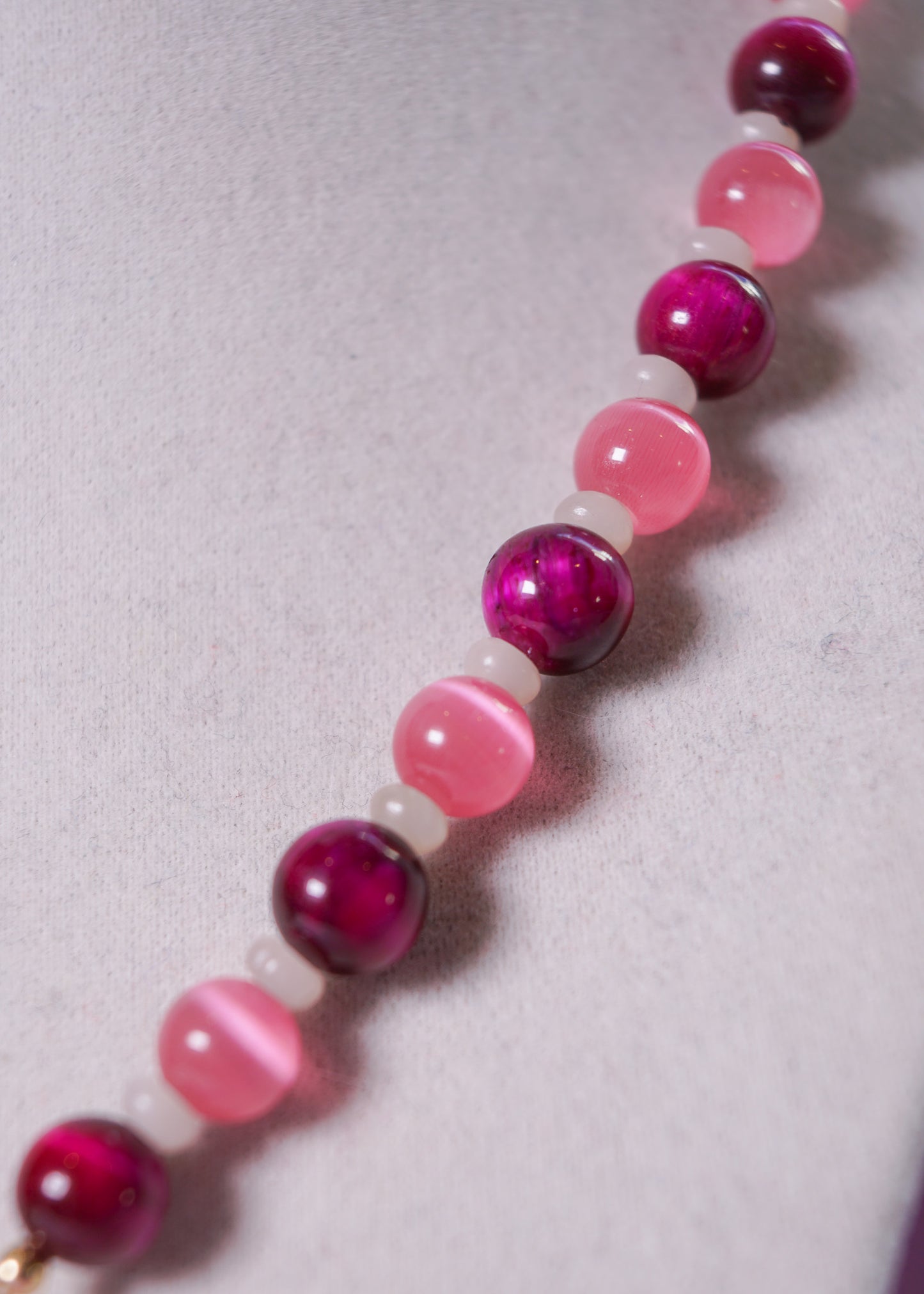 Pink Disco Heart Beaded Necklace