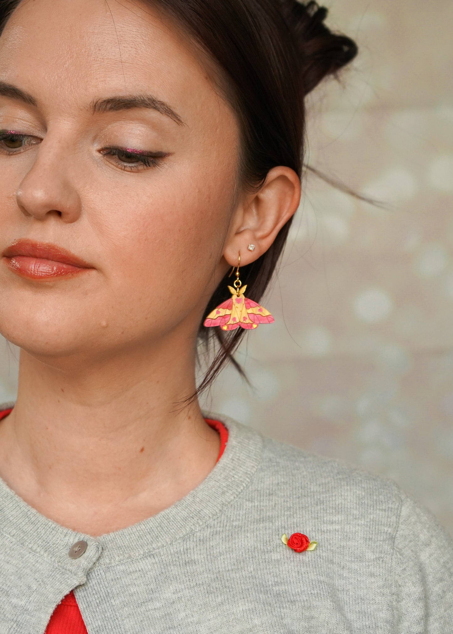 Rosy Maple Moth Earrings