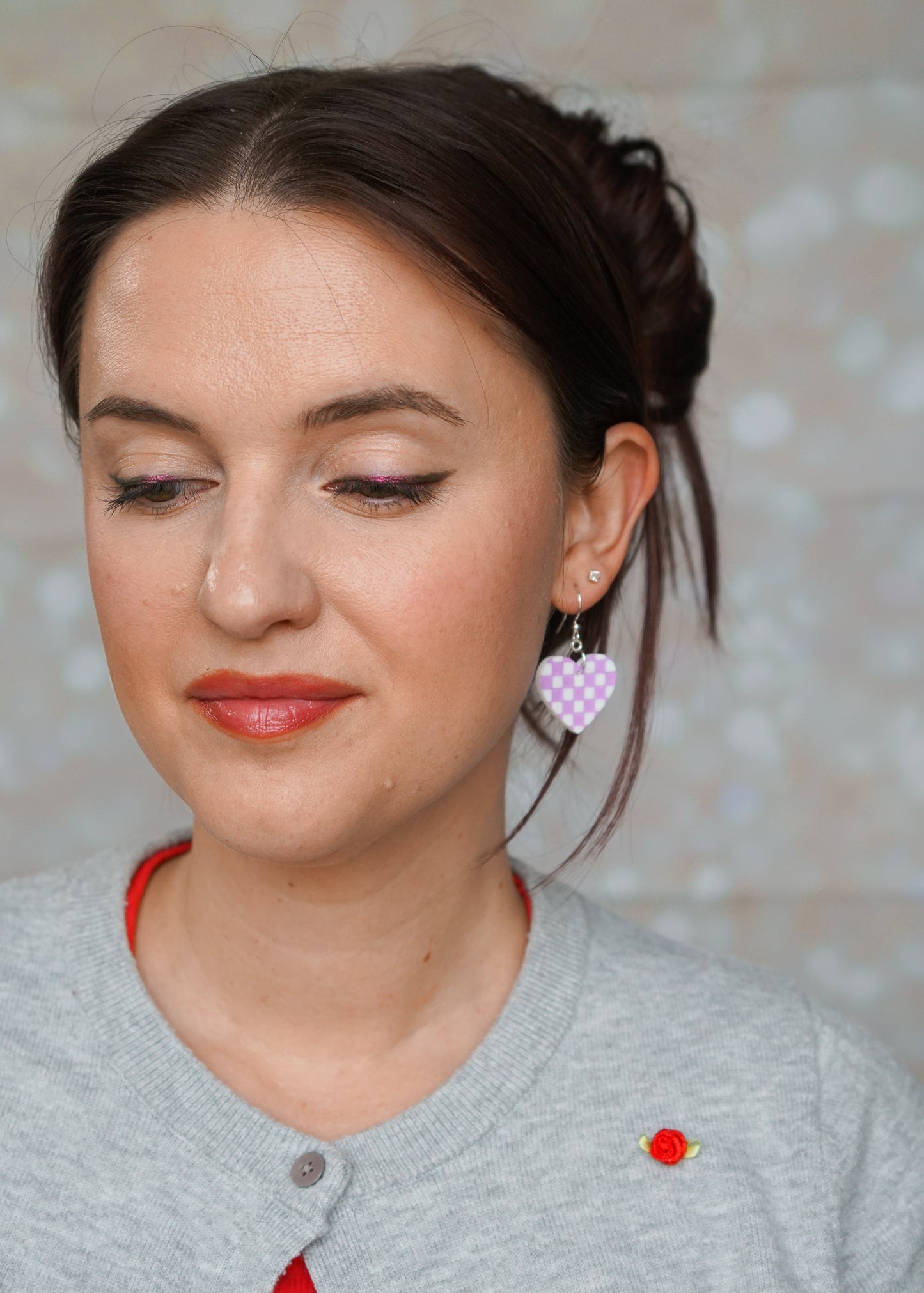 Checkered Heart Earrings