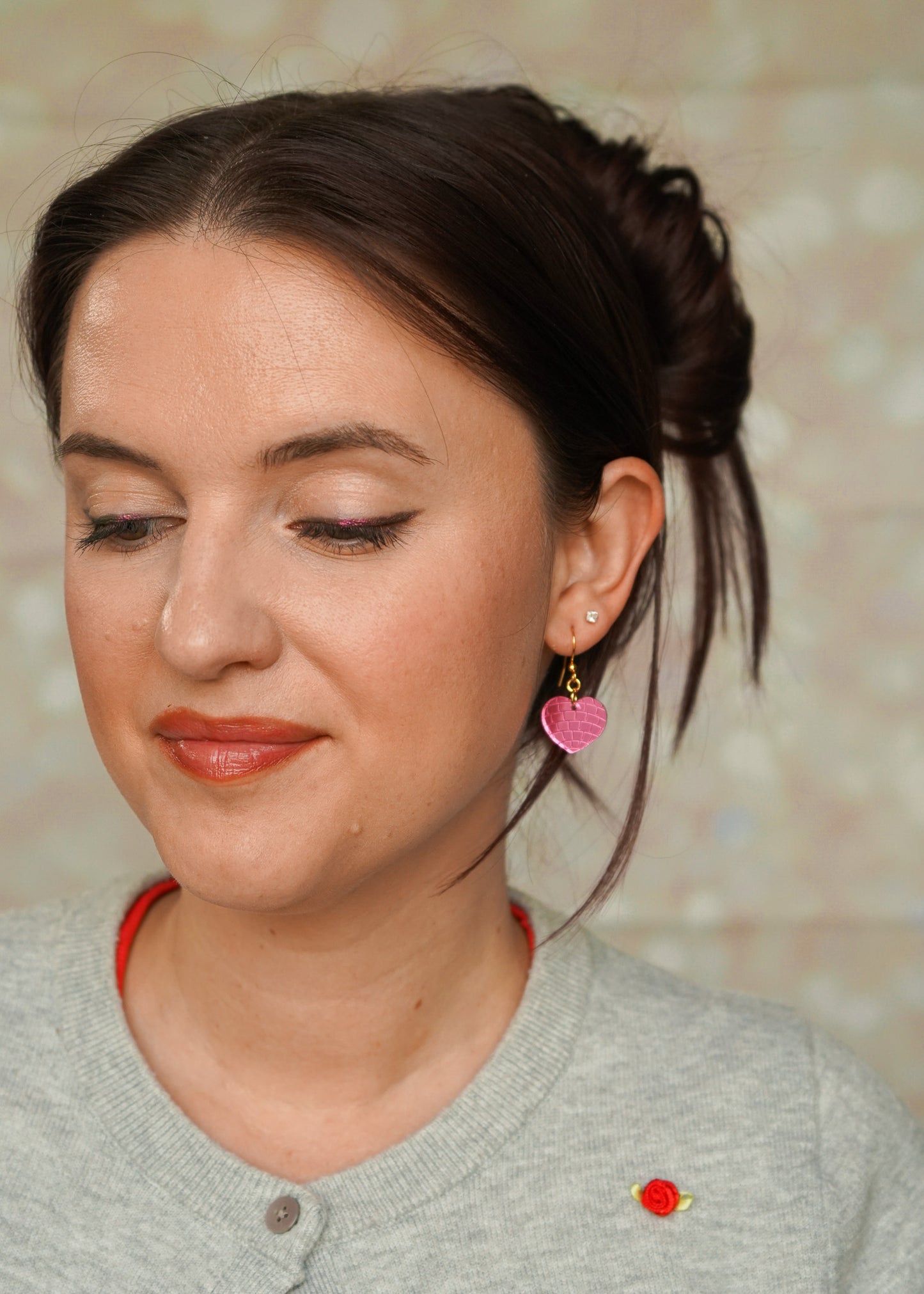 Pink Disco Heart Earrings