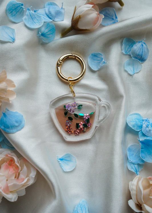 Liquid Filled Tea Cup- Keychain or Bag Charm