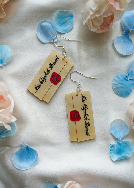 Pride & Prejudice Letter Earrings