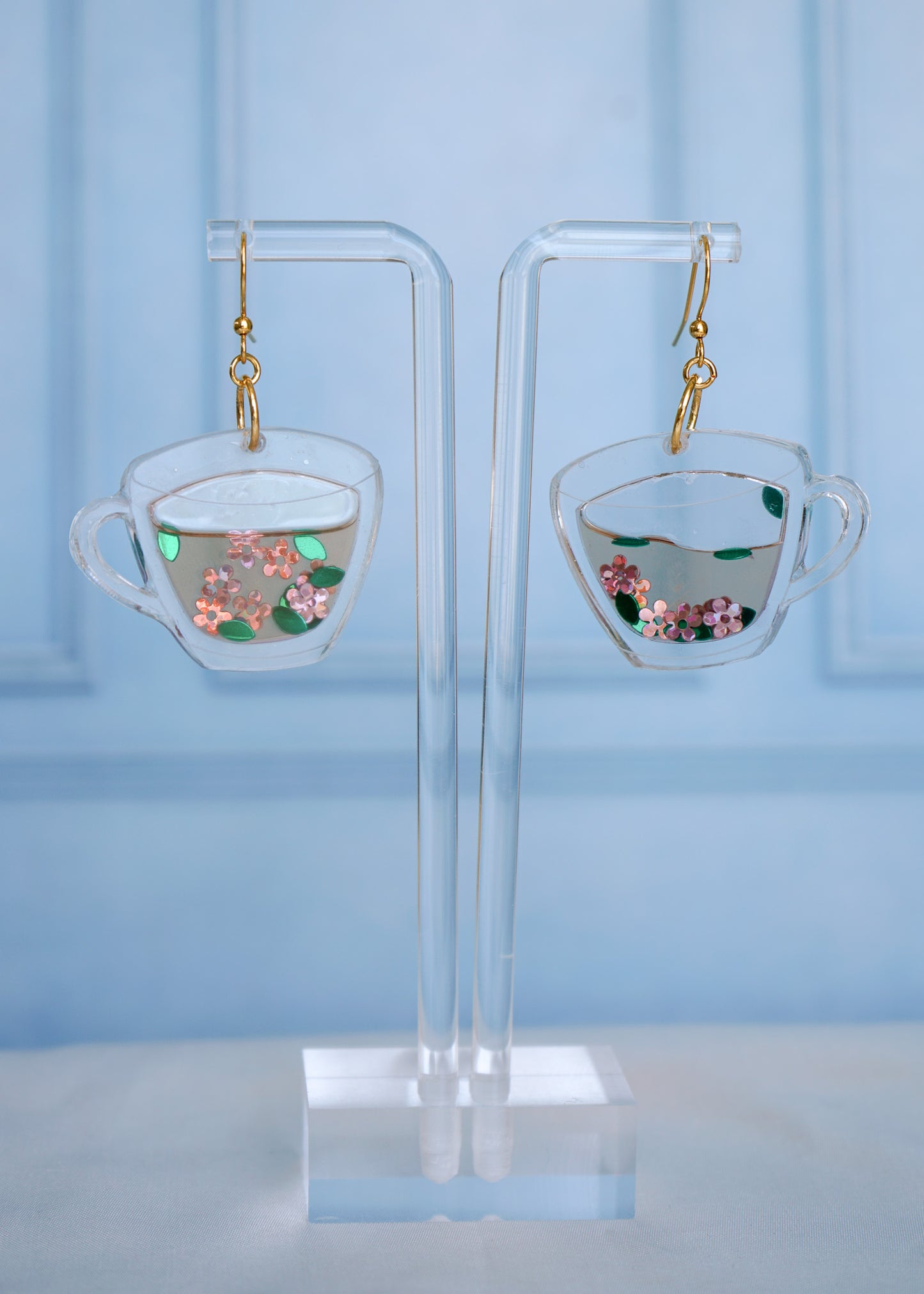 Tea Cup Liquid Filled Earrings