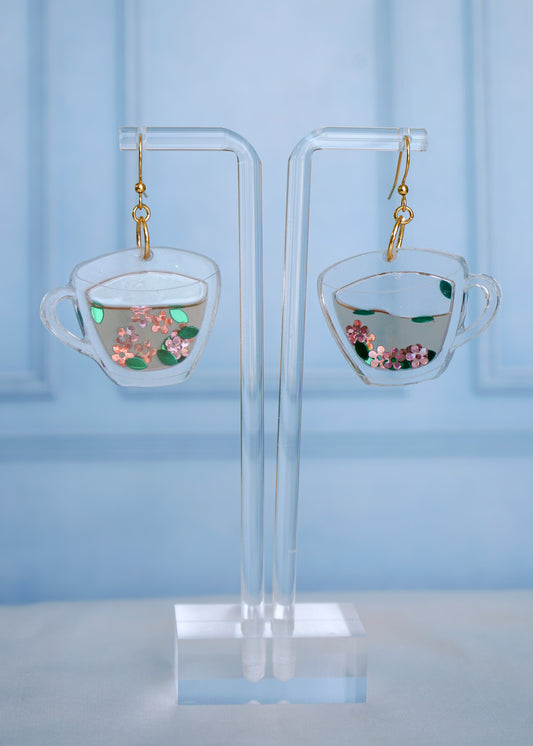 Tea Cup Liquid Filled Earrings