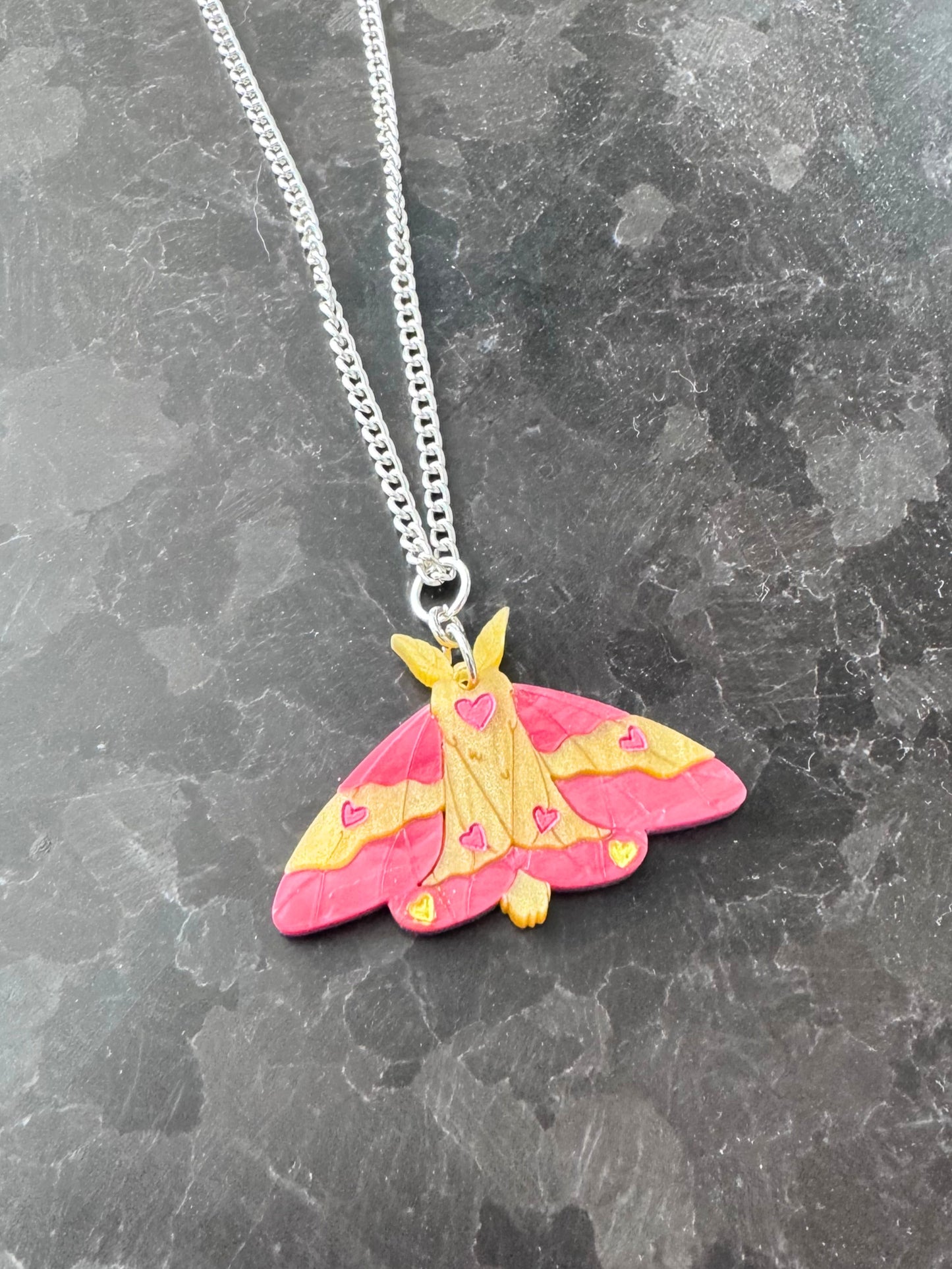 Rosy Maple Moth Necklace